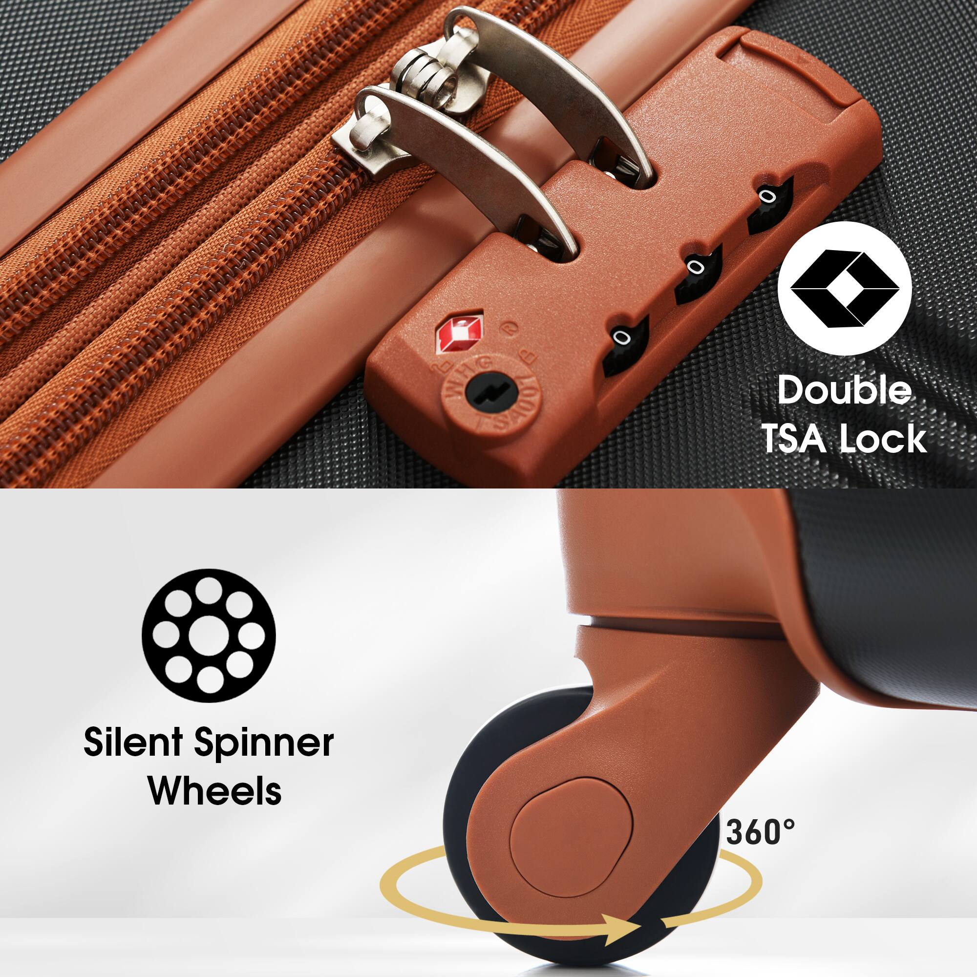 WHO ORO Double TSA Lock Silent Spinner Wheels 360°