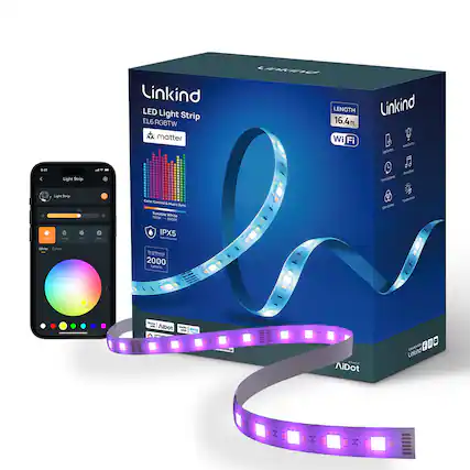Linkind LED Light Strip EL6 RGBTW
matter
LENGTH 16.4ft
Wi-Fi
Color Control or Music Sync
Triple White
IPX5
Brightness 2000 lumens
Aidot
Aidot
Linkind
Wi-Fi
App Control
Music Sync
Timer Control
Touch White
Color Control
IPX5
Aidot
Aidot
Linkind