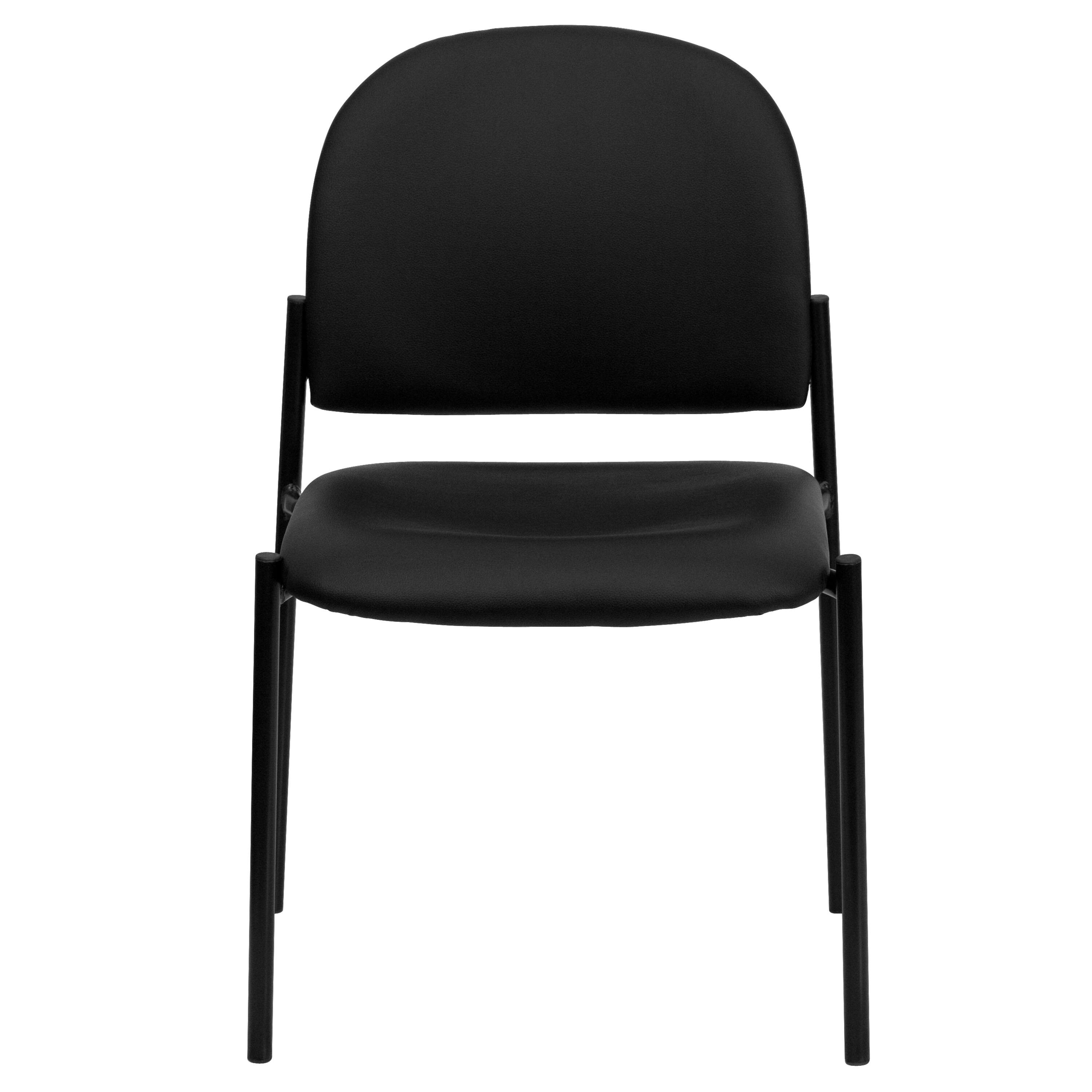 Alt View 7. Emma + Oliver - Comfort Stackable Steel Side Reception Chair - Black Vinyl.