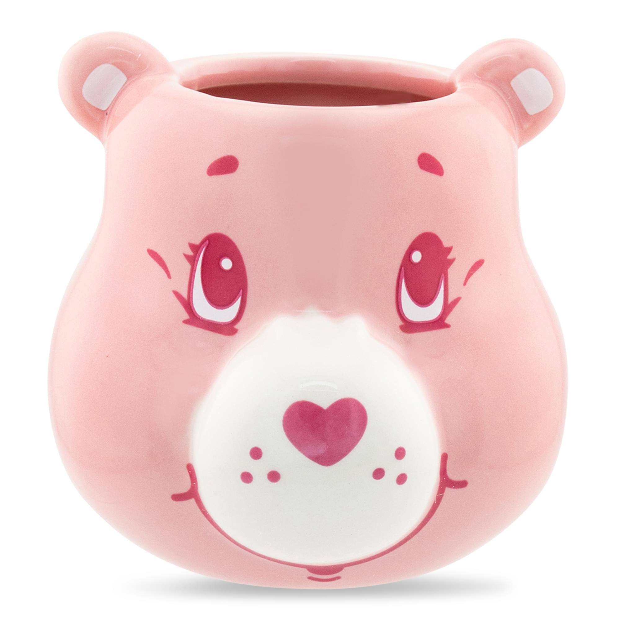 Front. Silver Buffalo - Care Bears Cheer Bear Sculpted Ceramic Mini Mug | Holds 3 Ounces - Pink.