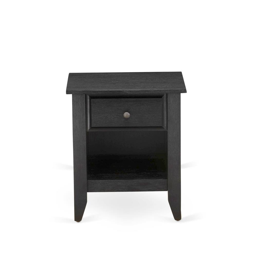 Angle. East West Furniture - KD18F-1GA06 2 Piece Bedroom Set - Full Size Bed Brown Headboard with 1 Wooden Nightstand - Black Finish Legs - Brown.