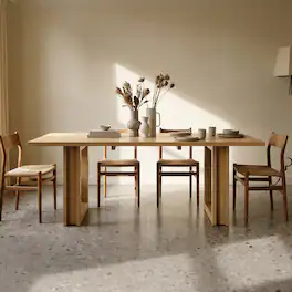 Homsee - Solid Wood Veneer Large Dining Table, Pine & Rubberwood Desk for 8 Seater, Modern Farmhouse Kitchen Table for Home - Wooden