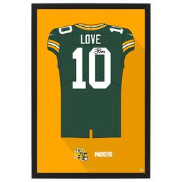 Sporticulture - Jordan Love Bay Packers Home Jersey Framed Art Print - Green