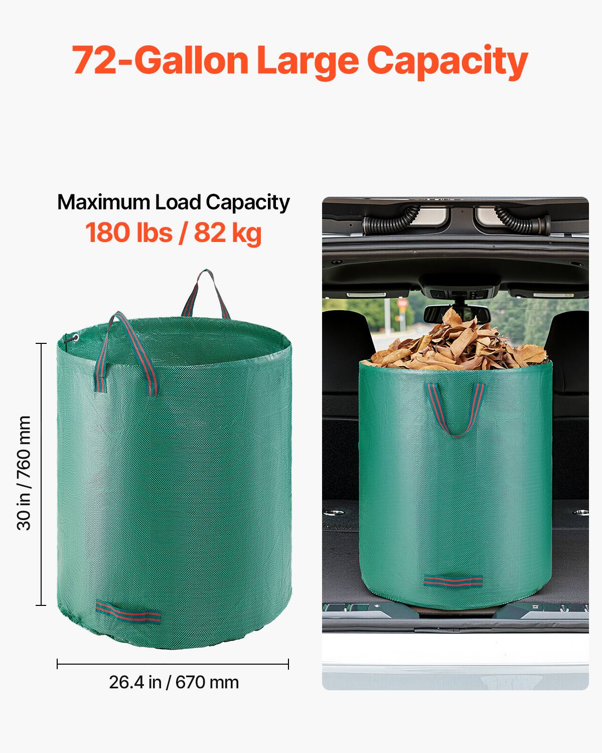 72-Gallon Large Capacity

Maximum Load Capacity
180 lbs / 82 kg

30 in / 760 mm

26.4 in / 670 mm