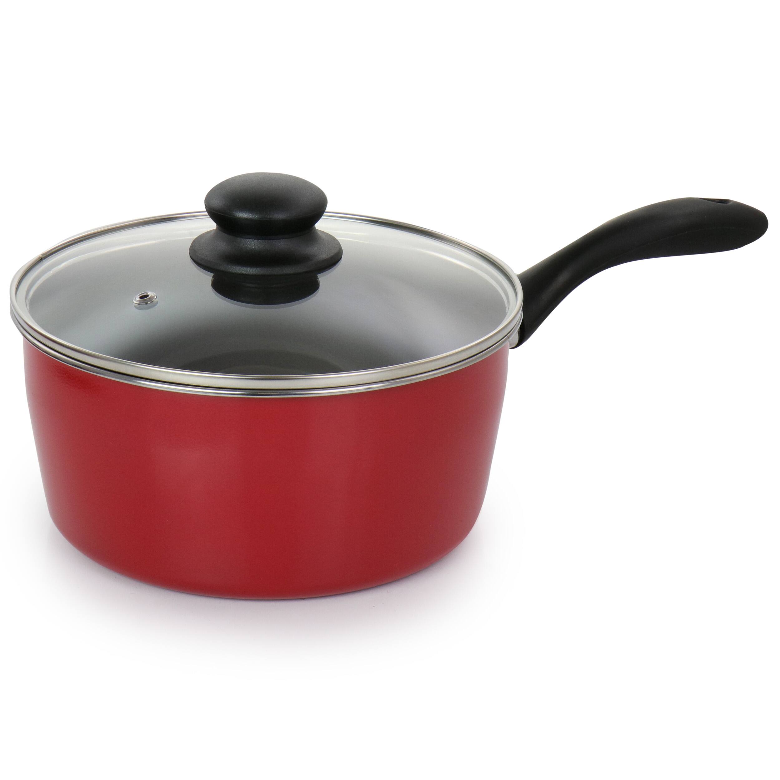 Alt View 4. Gibson - Gibson Home Armada 7 Piece Nonstick Carbon Steel Cookware Set in Red - Red.