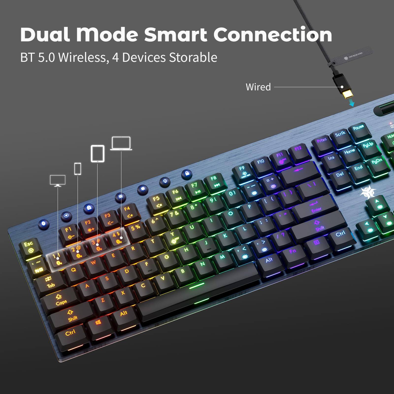 Dual mode Smart Connection  
BT 5.0 Wireless, 4 Devices Storable  
Wired