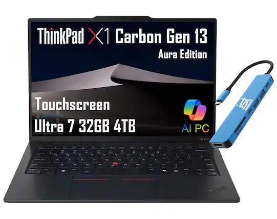 ThinkPad X1 Carbon Gen 13 Aura Edition
Touchscreen 13
Ultra 7 32GB 4TB
AI PC