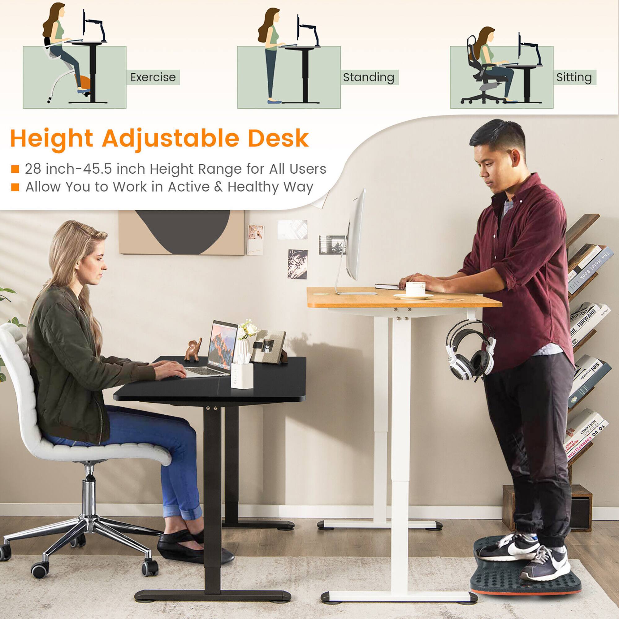 Height Adjustable Desk, Exercise, Standing, Sitting, 28 inch-45.5 inch Height Range for All Users, Allow You to Work in Active & Healthy Way