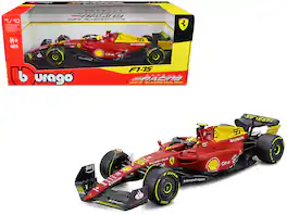 Bburago - Ferrari F1-75 #55 Carlos Sainz "Giallo Modena" Formula One F1 Italian GP (2022) "Formula Racing" Series 1/18 - Red