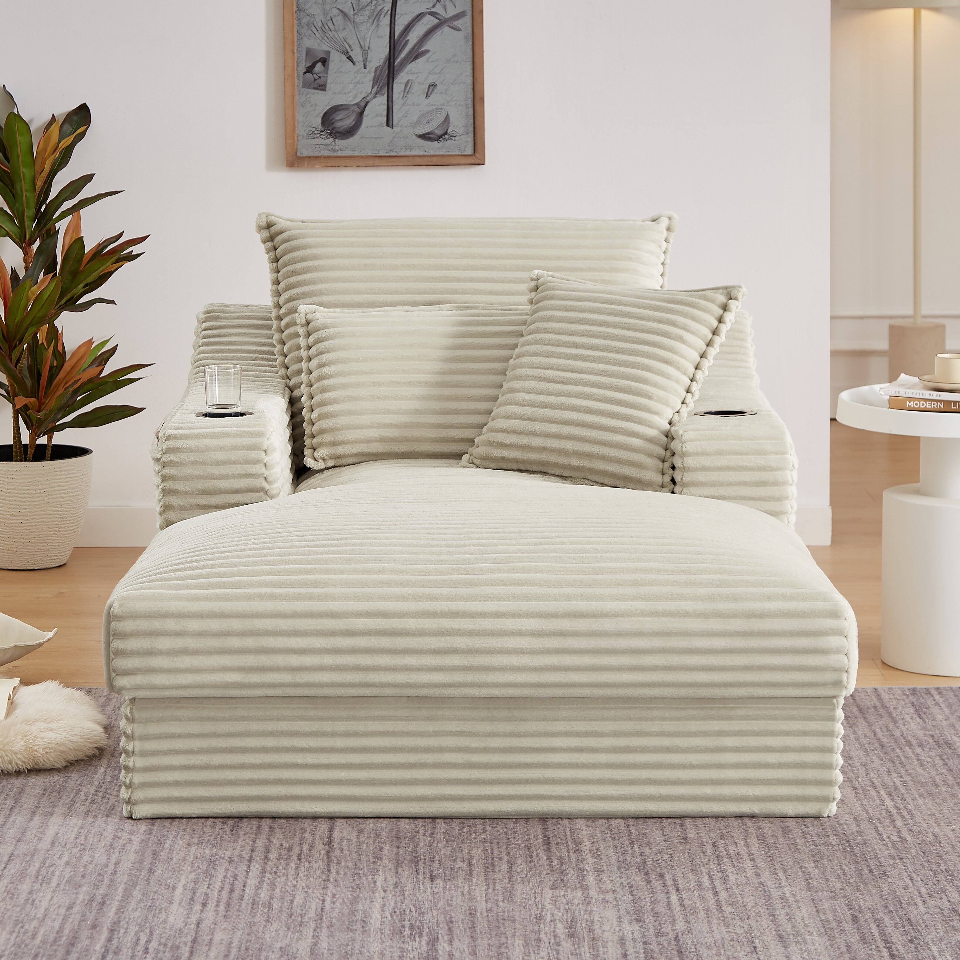 Angle. Anysun - Anysun 47'' Modern Comfortable Unique Cushion Design Cushioned Compression Corduroy Sofa with Spacious Depth - Camel.