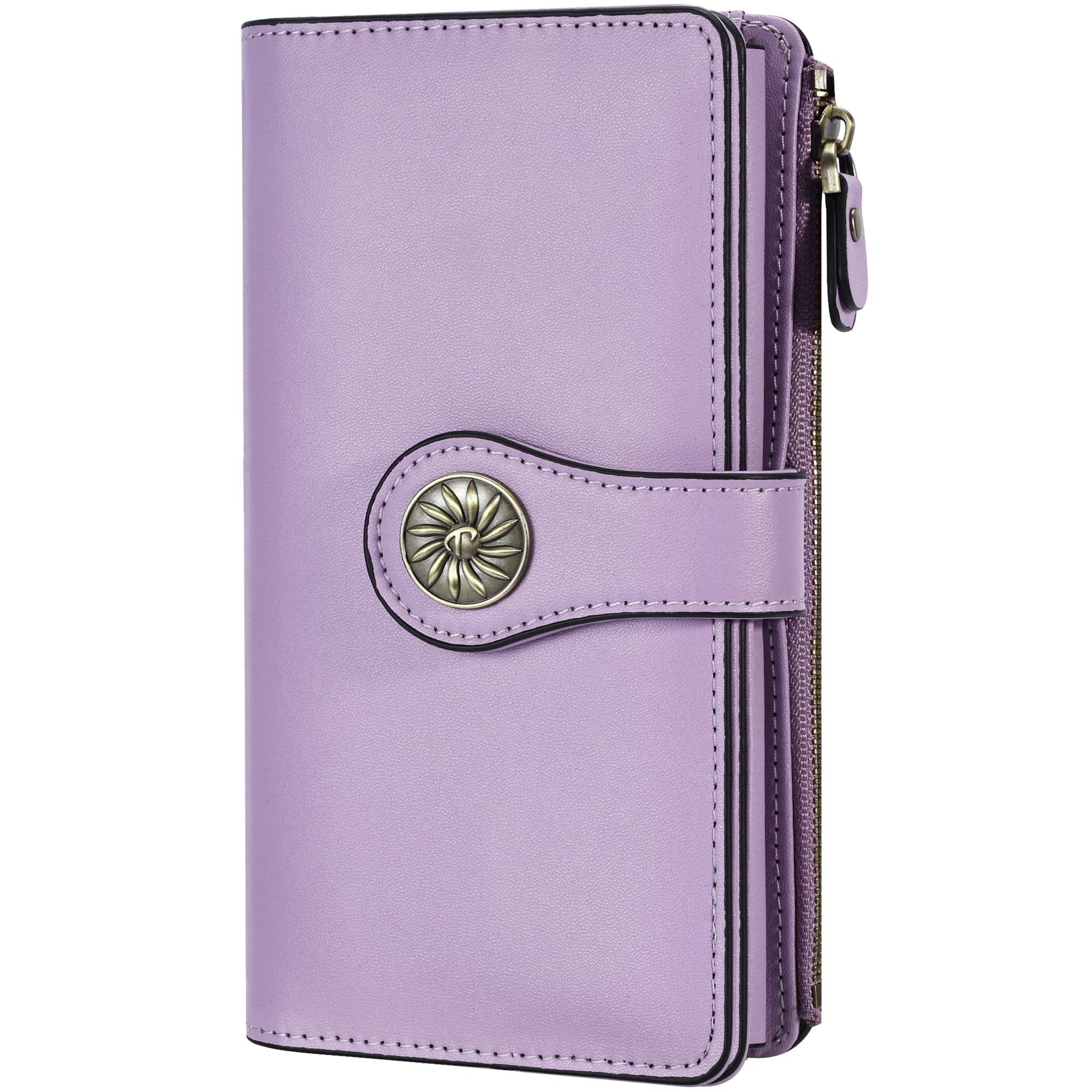Front. Jadie Link - Women's Wallet Rfid Blocking Trifold Clutch Large Capacity Credit Card Holder Travel Purse Security: make possible yo... - ReNapa Light Purple.