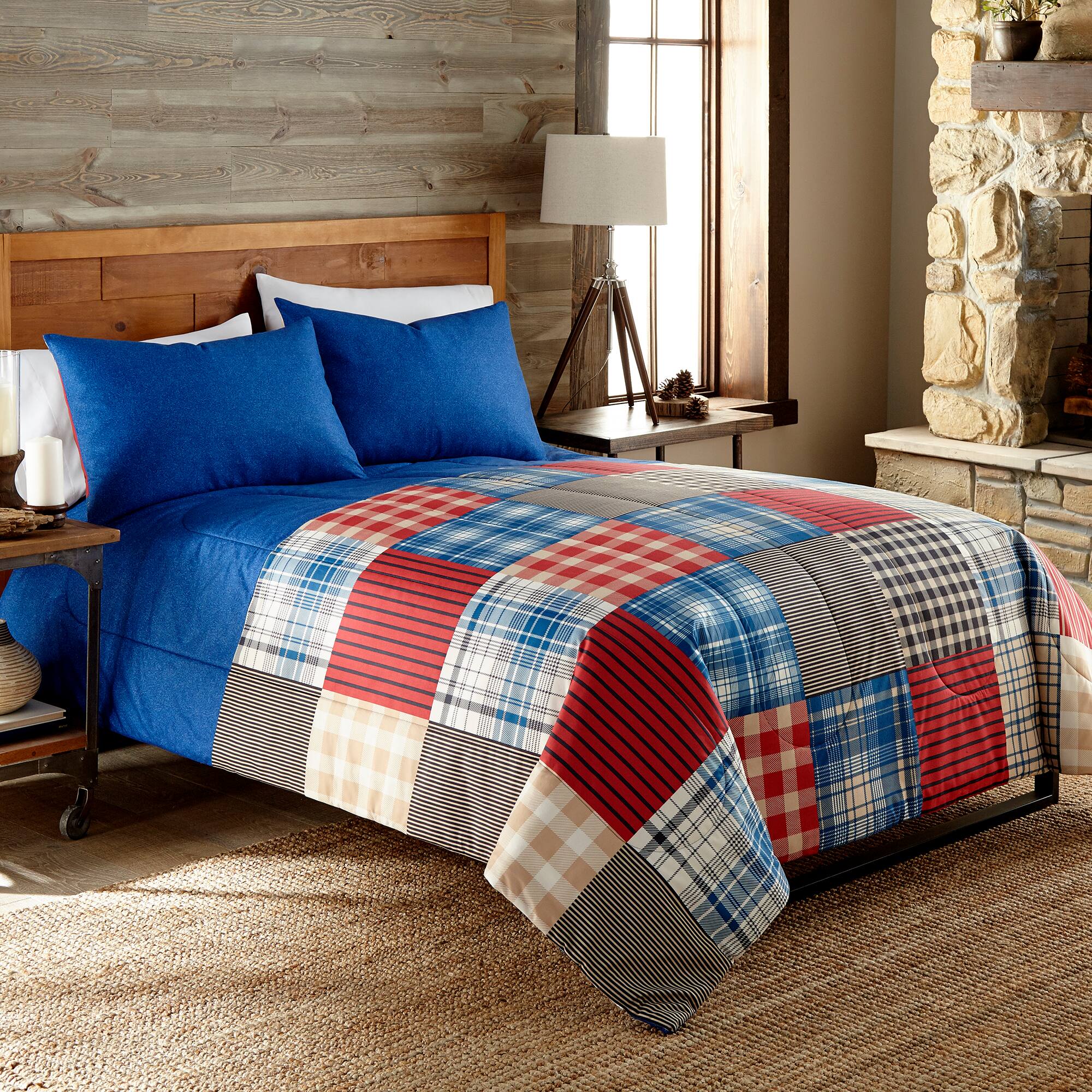 Alt View 1. Shavel Home Products - Micro Flannel 6 in 1 Comforter Set, King, Berry Patch Plaid - Berry patch plaid.