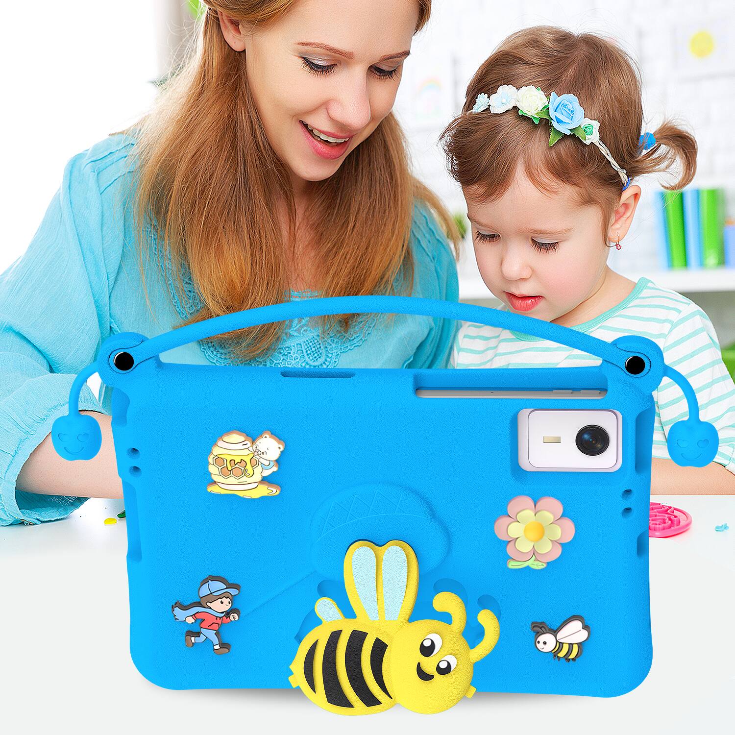 Alt View 4. Dteck - for Samsung Galaxy Tab S11 1"2025(X730/X736) Kids EVA Tablet Case, Cut Cartoon Folding Stand Shockproof Cover + Handle - Blue.