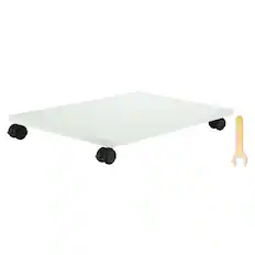 Front. Unique Bargains - 12x19in PC Stand, Computer Tower Stand Wood CPU Holder Under Desk Mobile Cart 4 Caster Wheel for Floor Carpet - White.