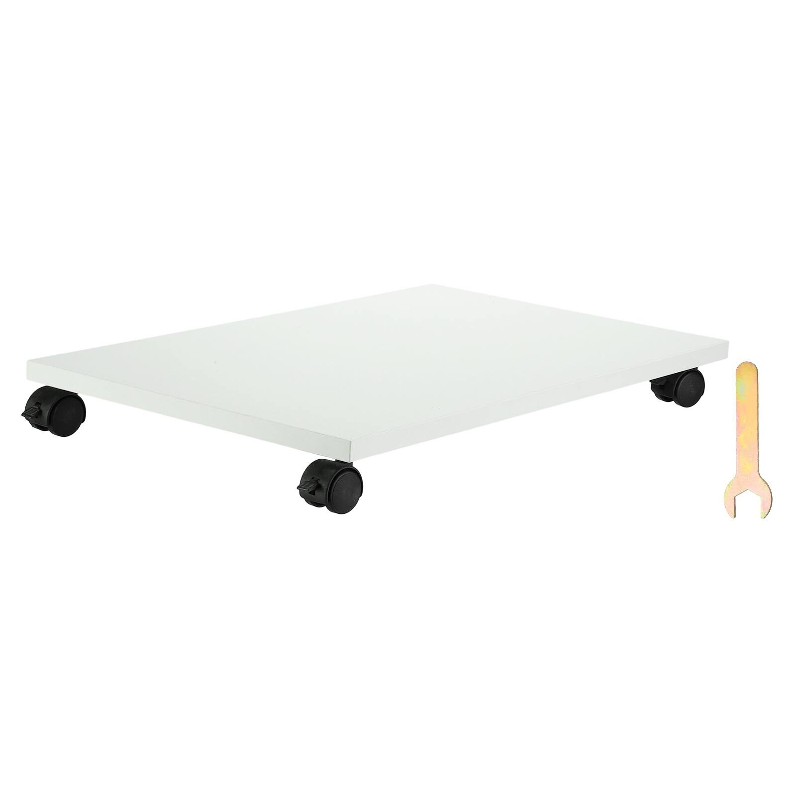 Front. Unique Bargains - 12x19in PC Stand, Computer Tower Stand Wood CPU Holder Under Desk Mobile Cart 4 Caster Wheel for Floor Carpet - White.