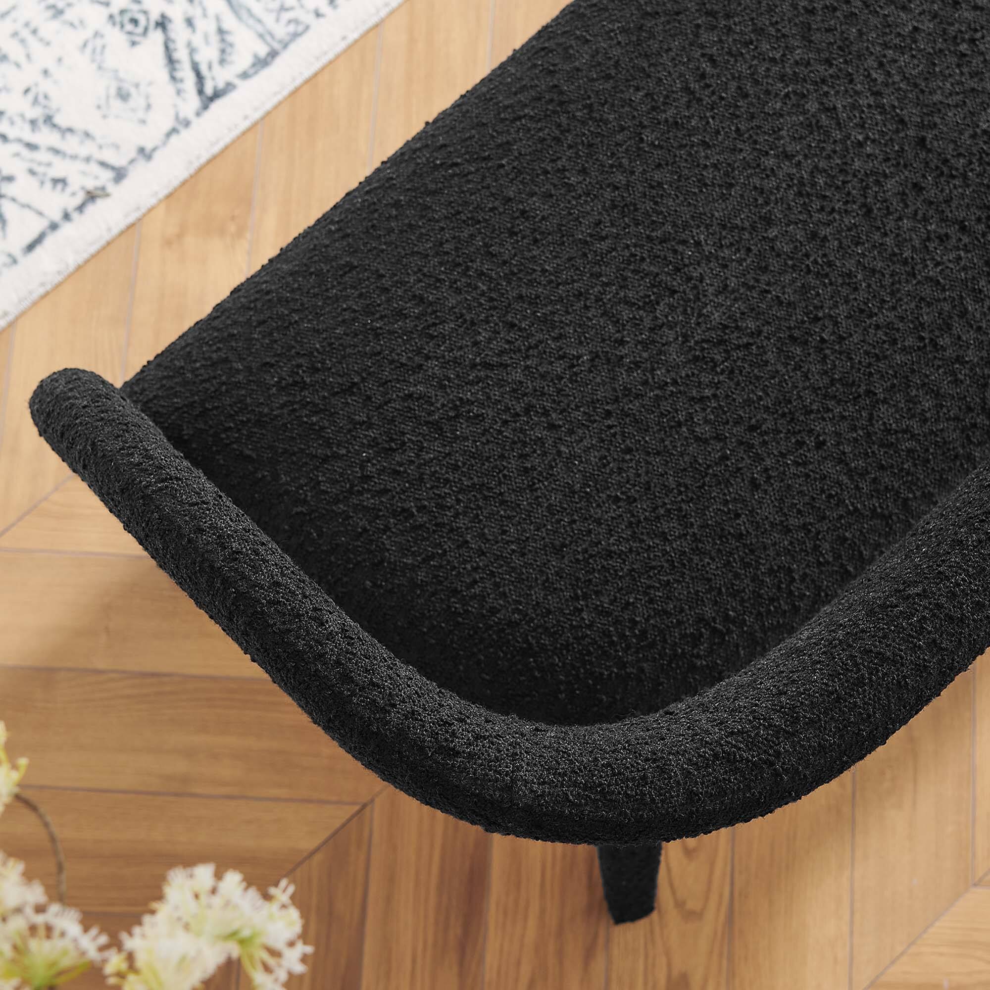 Alt View 5. Modway - Pinnacle Boucle Fabric Accent Bench by Modway - Black.