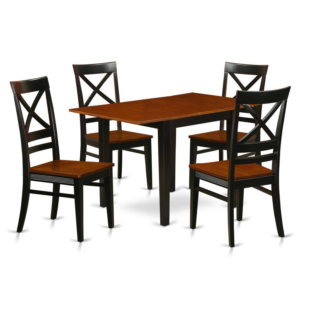 Left. East West Furniture - Dining Room Set Black & Cherry - Brown.