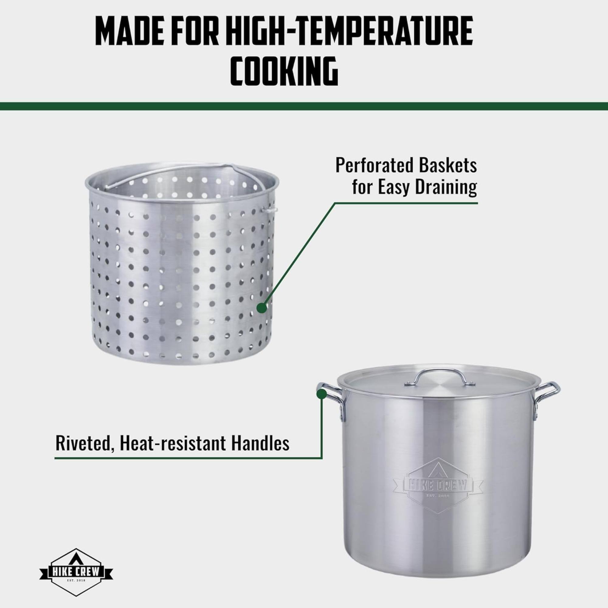 MADE FOR HIGH-TEMPERATURE COOKING

Perforated Baskets for Easy Draining

Riveted, Heat-resistant Handles

Hike Crew