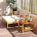 Alt View 4. Costway - 5 PCS Acacia Wood Patio Chaise Lounge Chair Set with 2-Tier Coffee Table Cushions - Off White,Natural.