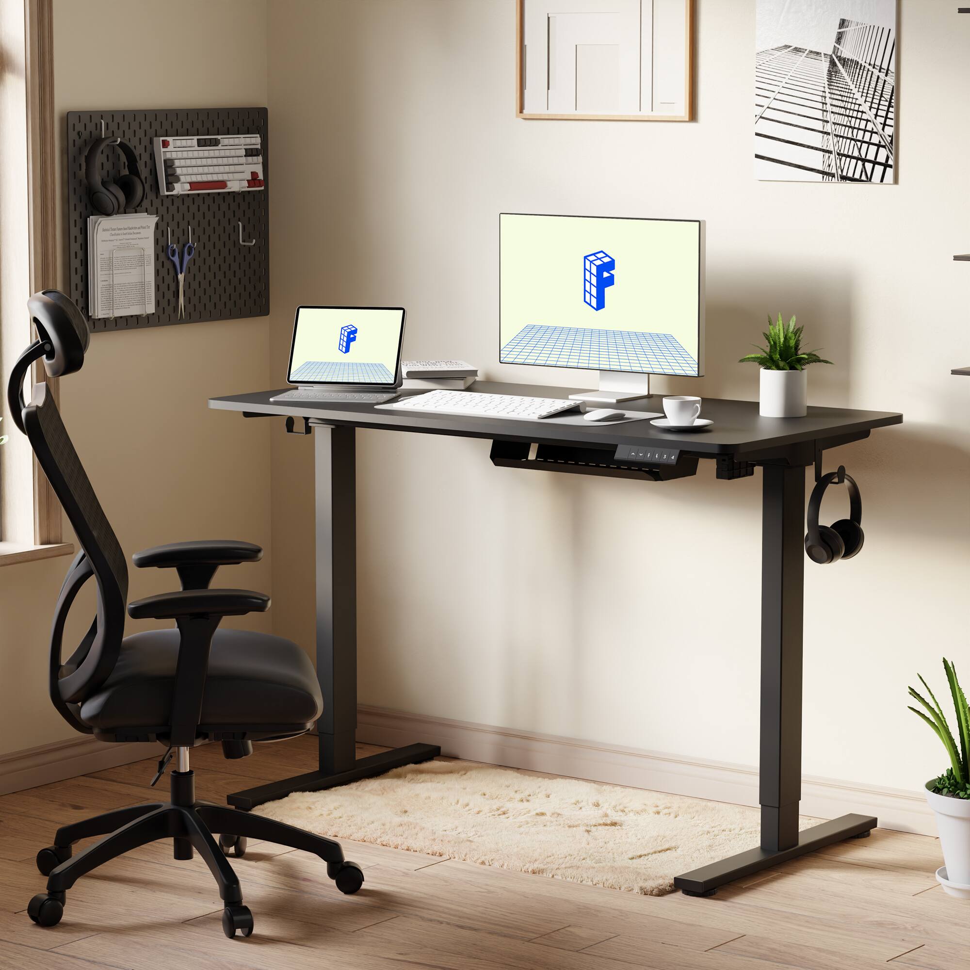 Alt View 6. FlexiSpot - EZ2 Series 48"W Quick-Install Electric Height-Adjustable Standing Desk for Home Office - Black.
