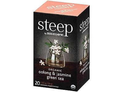 steep by BIGELOW  
ORGANIC oolong & jasmine green tea  
20 tea bags (1.28 oz / 36 g)