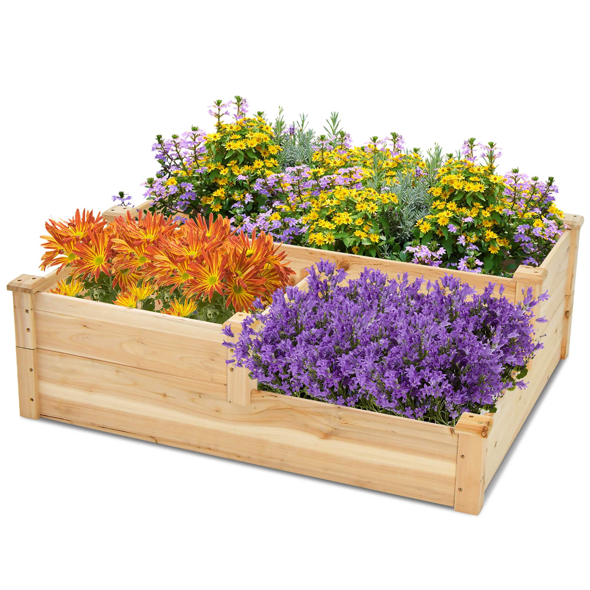 Gymax - 3-Tier Outdoor Raised Garden Bed Fir Wood Elevated Flower Box Backyard - Natural