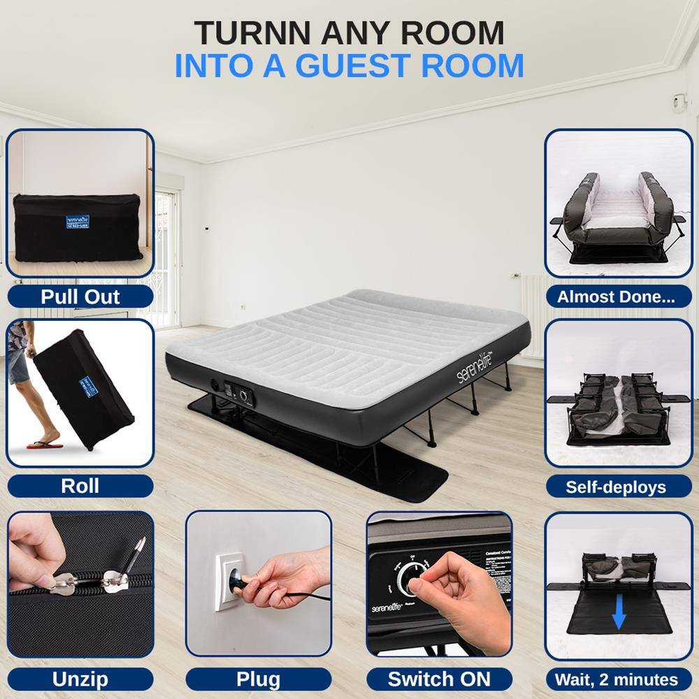 TURN ANY ROOM INTO A GUEST ROOM

- Pull Out
- Roll
- Unzip
- Plug
- Switch ON
- Wait, 2 minutes
- Self-deploys
- Almost Done...