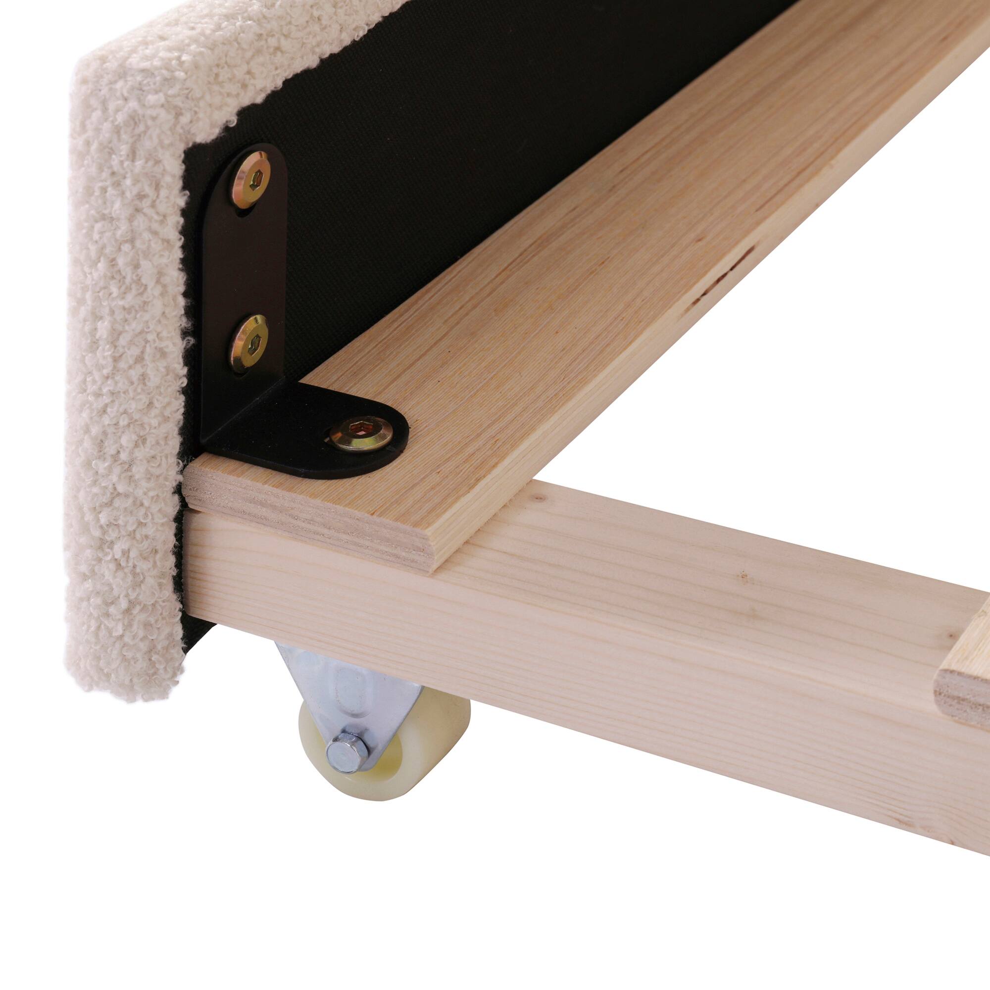 Alt View 7. Tiramisubest - Twin Size Upholstered Daybed with Storage Armrests, Trundle and Latest Integrated Bluetooth Audio System, Teddy Fleece - Beige.