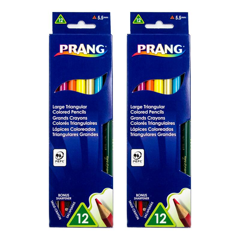 Prang - Triangular Colored Pencils  5.5 mm core  With Sharpener  Assorted Colors  12 Per Pack  2 Packs price history on PriceWatchPro