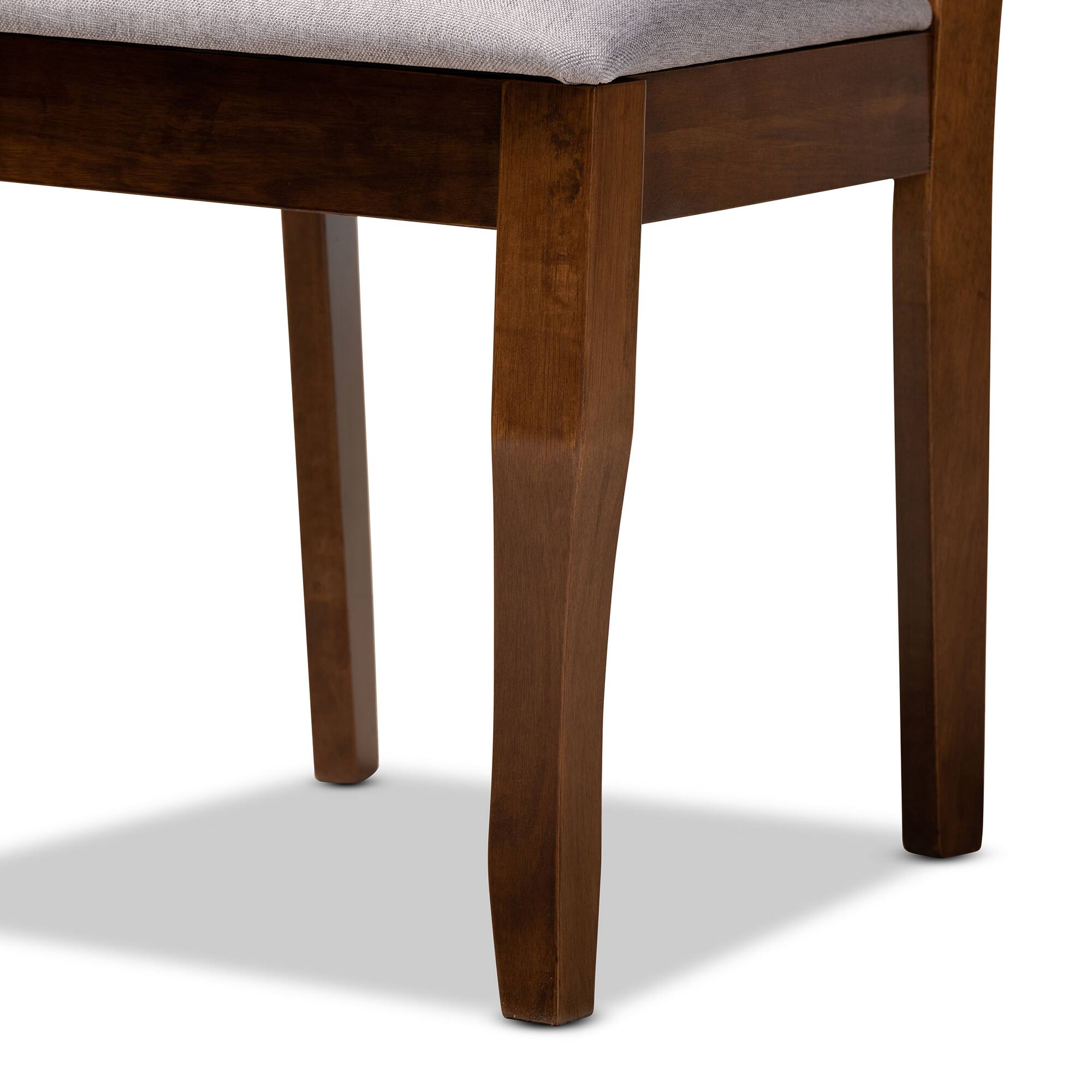 Back. Baxton Studio - Mael Modern and Contemporary Fabric Upholstered Finished Wood 4-Piece Dining Chair Set - Grey/Walnut.