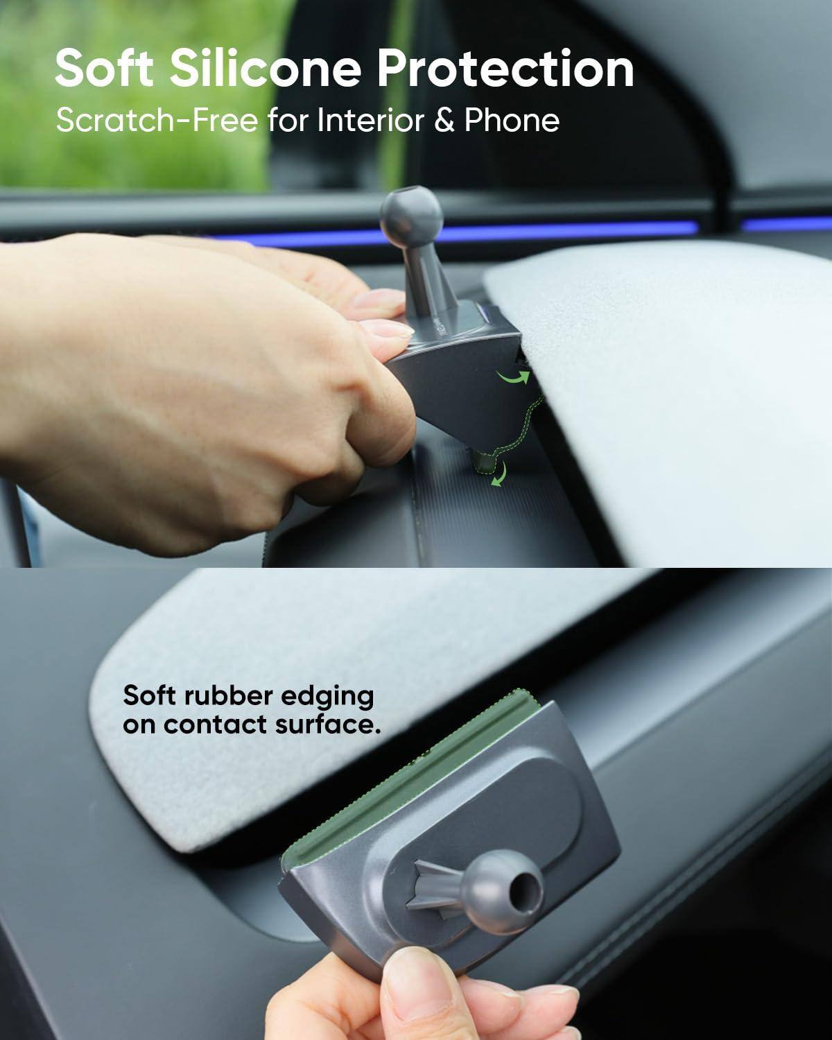 Soft Silicone Protection  
Scratch-Free for Interior & Phone  

Soft rubber edging on contact surface.