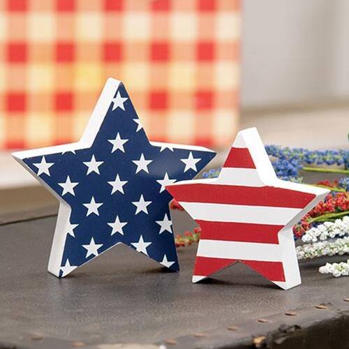 Angle. BreeBe - 2/Set Stars & Stripes Star Sitters - Multicolor.