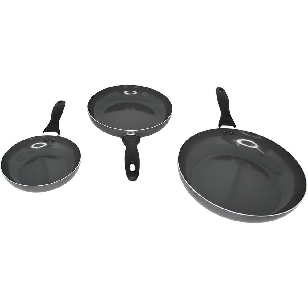 Angle. Imusa - 3-Piece Chef Ceramic Fry Pan Set - Gray.