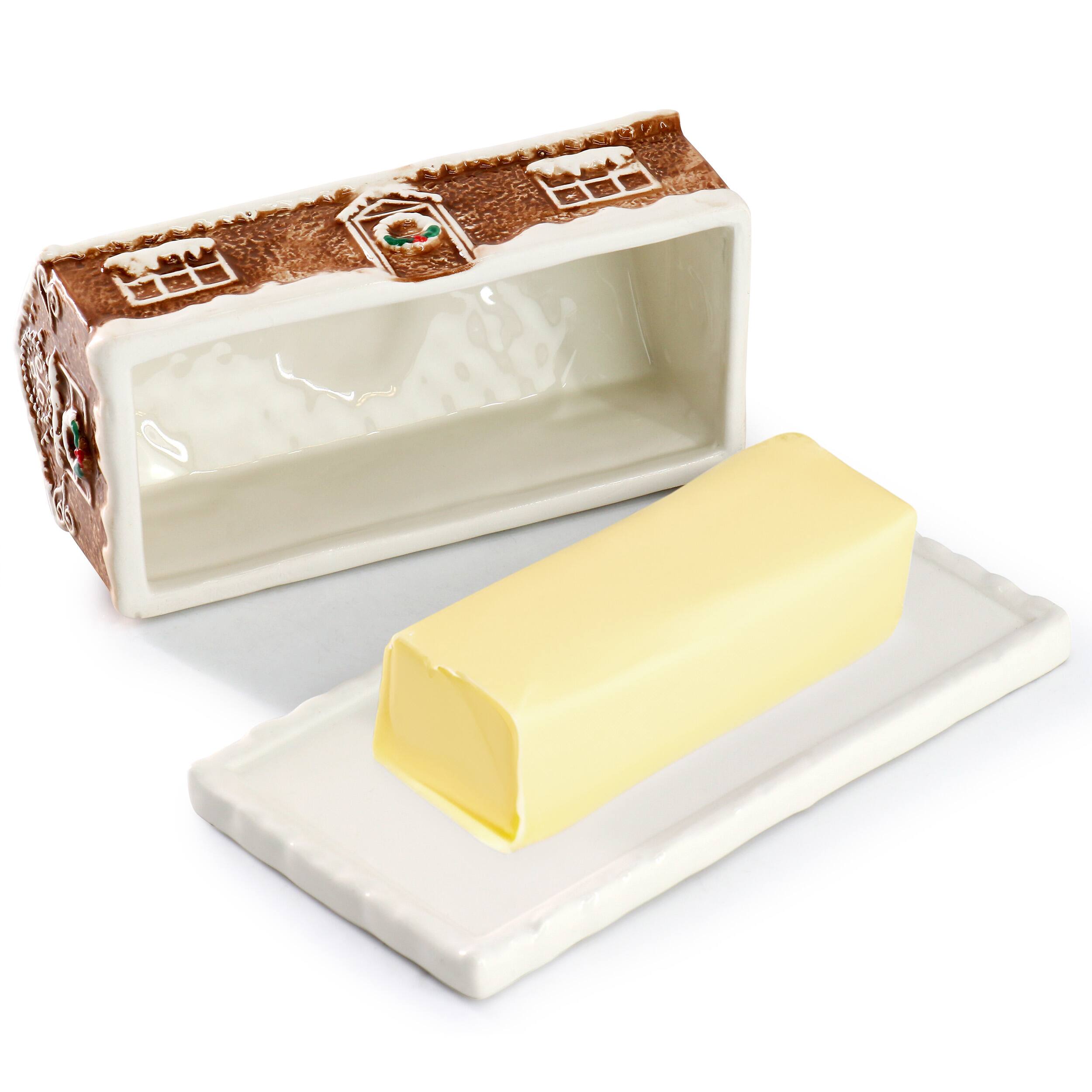 Alt View 3. Martha Stewart - Martha Stewart 7in x 3.7in Ceramic Gingerbread House Butter Dish in Brown - Brown.