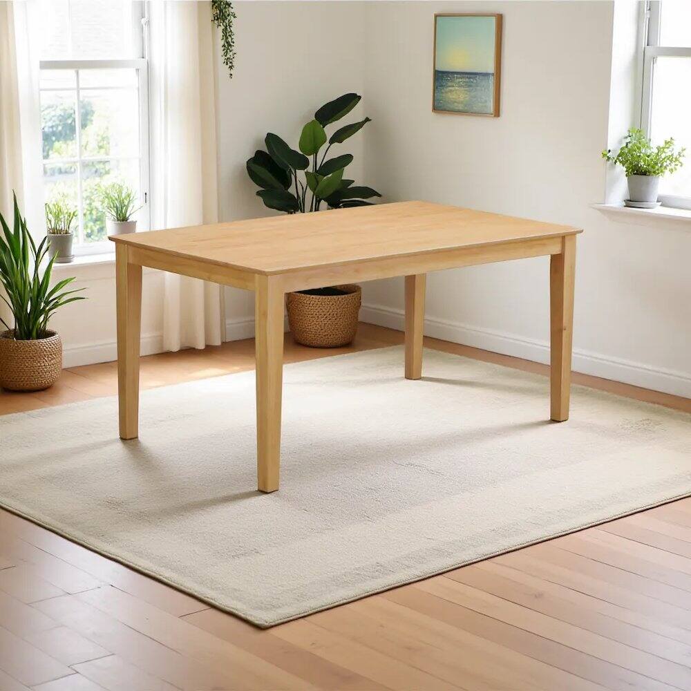 Alt View 2. FurniFact - Elegant 60-Inch Solid Wood Dining Table – Farmhouse Kitchen Table - Oak.