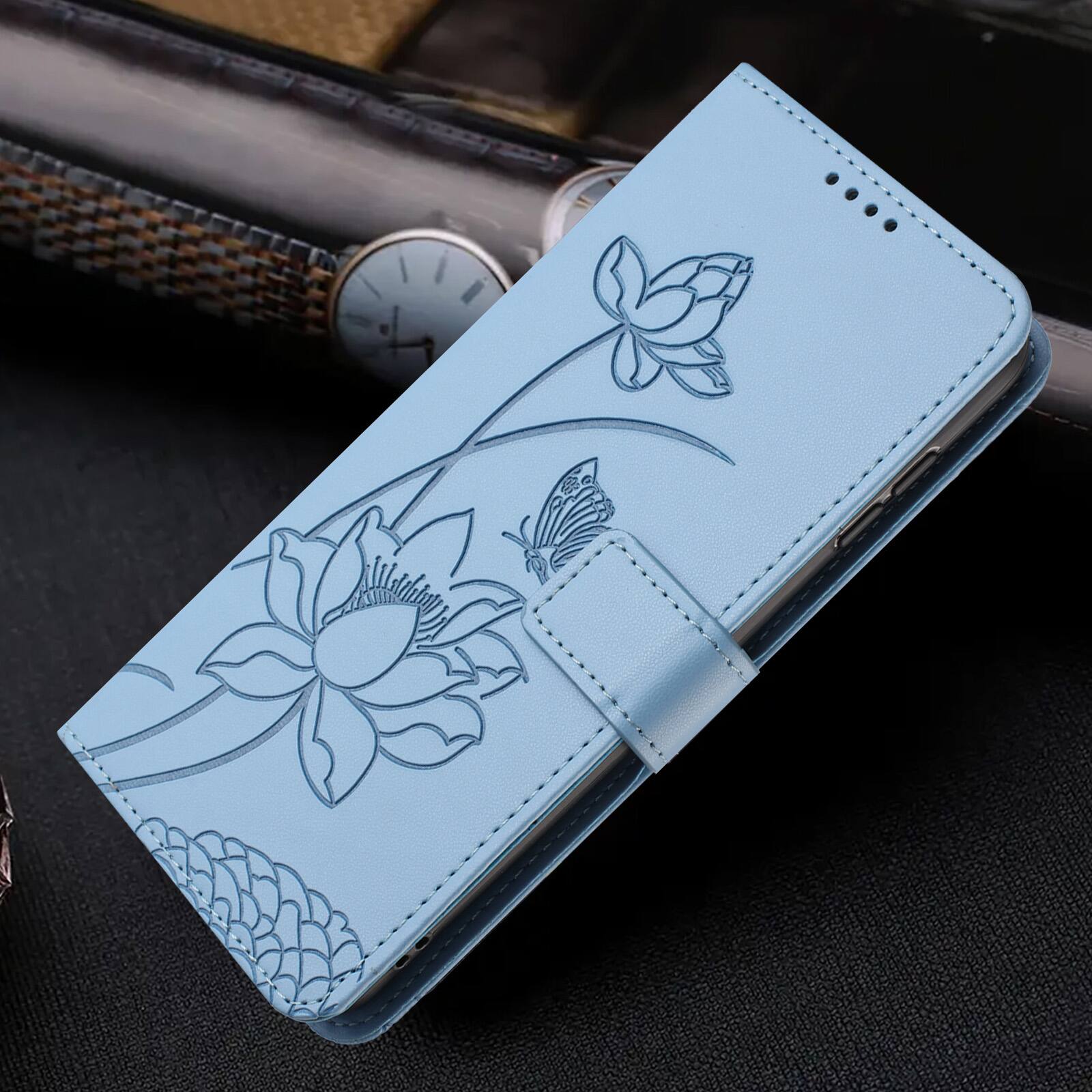 Alt View 2. Dteck - Shockproof Wallet Case for Samsung Galaxy S25 Ultra with Detachable Wrist Strap, Protective PU Leather Folio Stand Cover - Blue.