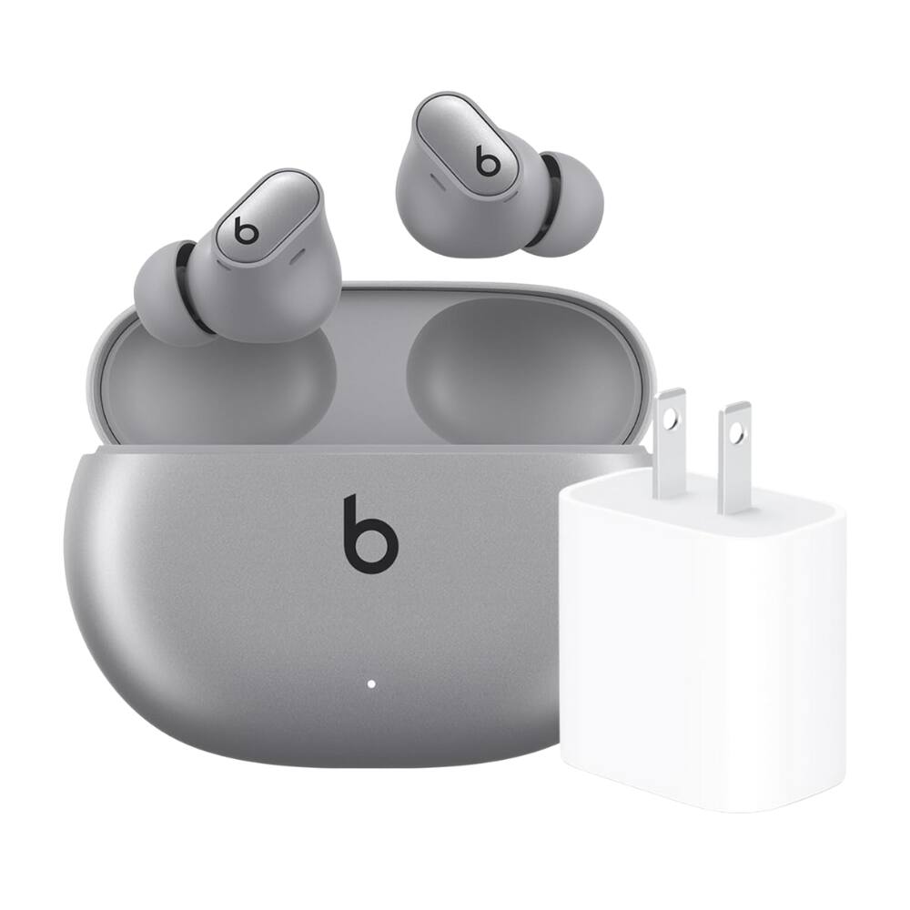 Beats - Studio Buds + True Wireless Noise Cancelling Earbuds + Power Adapter - Silver