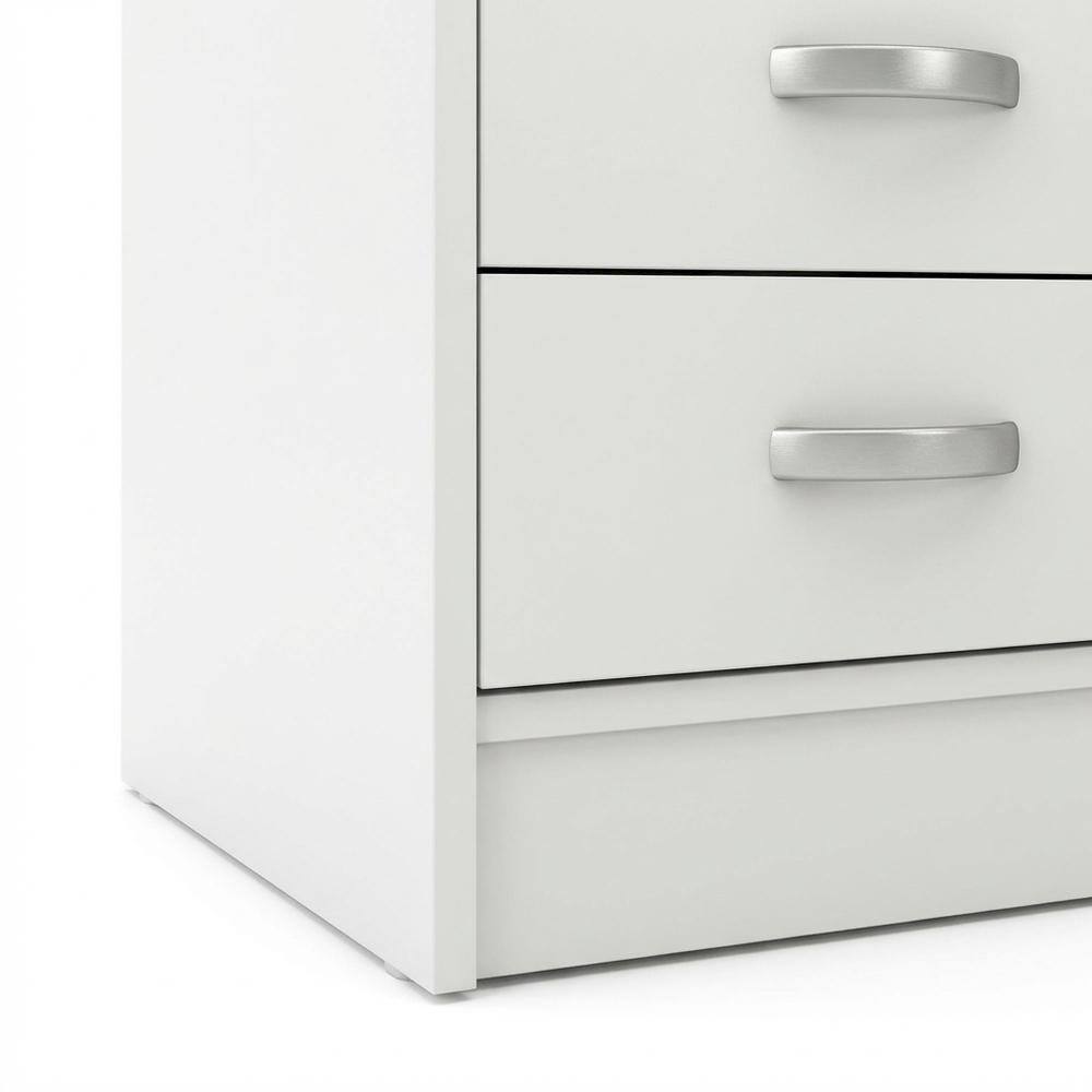 Alt View 3. FurniFact - Elegant White Computer Desk Featuring Five Drawers and Open Shelf Design - White.