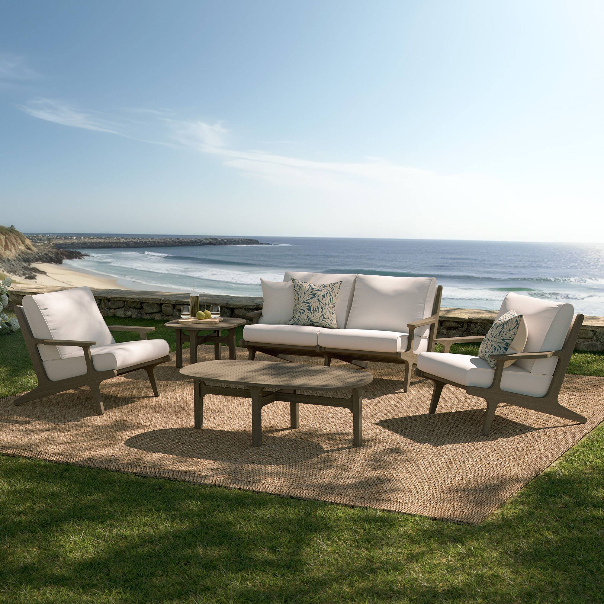 Alt View 6. Modway - Saratoga 5-Piece Outdoor Patio Furniture Set - Weathered Gray White.