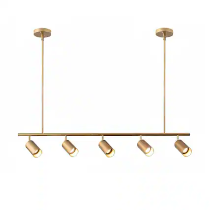 Front. Dazzed Corner - 5-Light LED Track Lighting Kit, Gold Rotatable Light Heads - Gold.