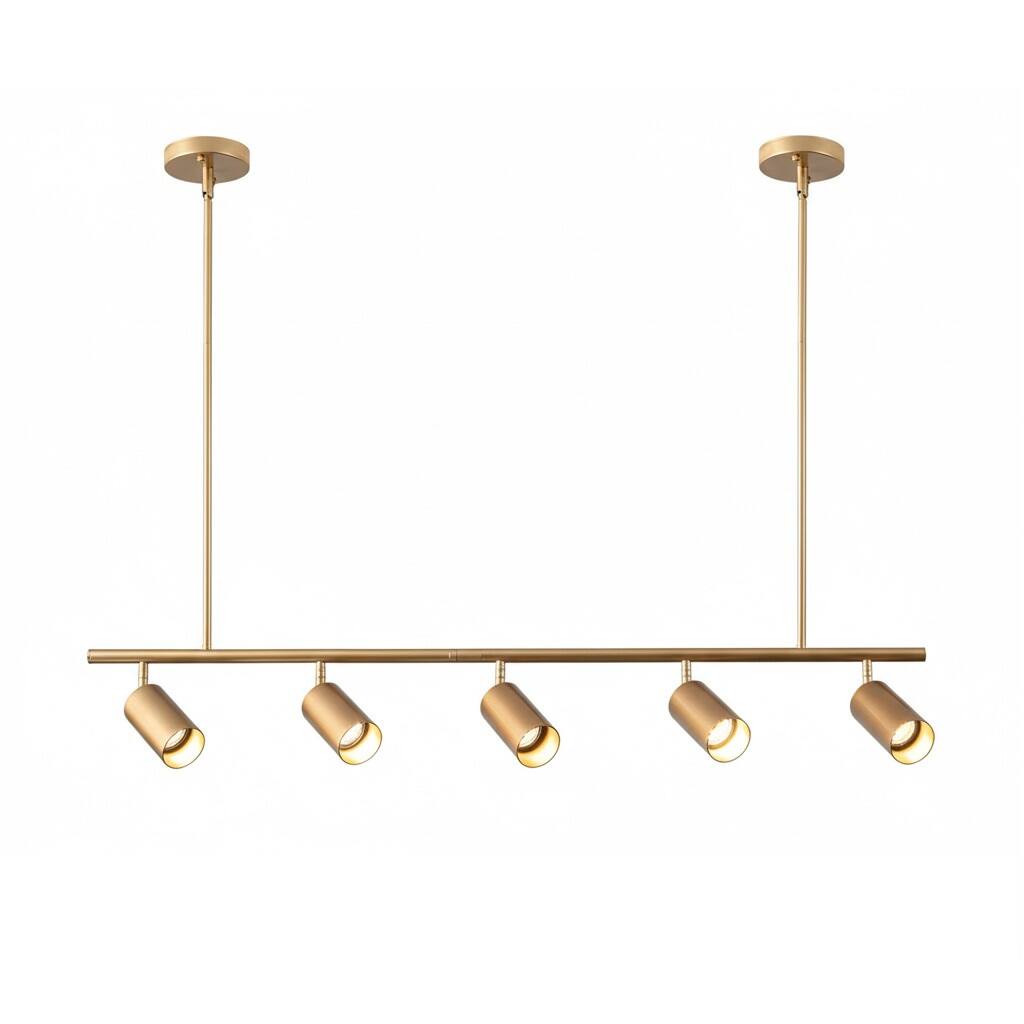 Front. Dazzed Corner - 5-Light LED Track Lighting Kit, Gold Rotatable Light Heads - Gold.