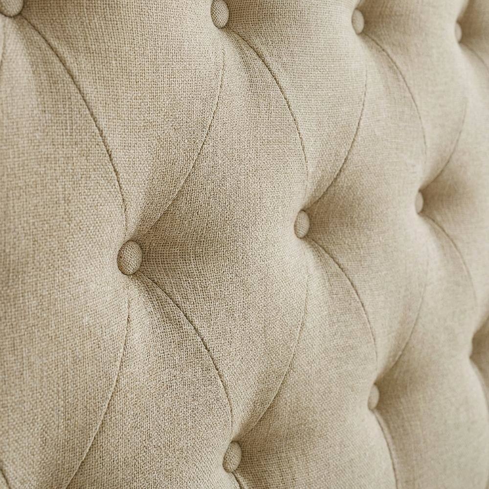 Back. FurniFact - Upholstered Queen Fabric Headboard with Soft Padding and Durable Frame - Beige.