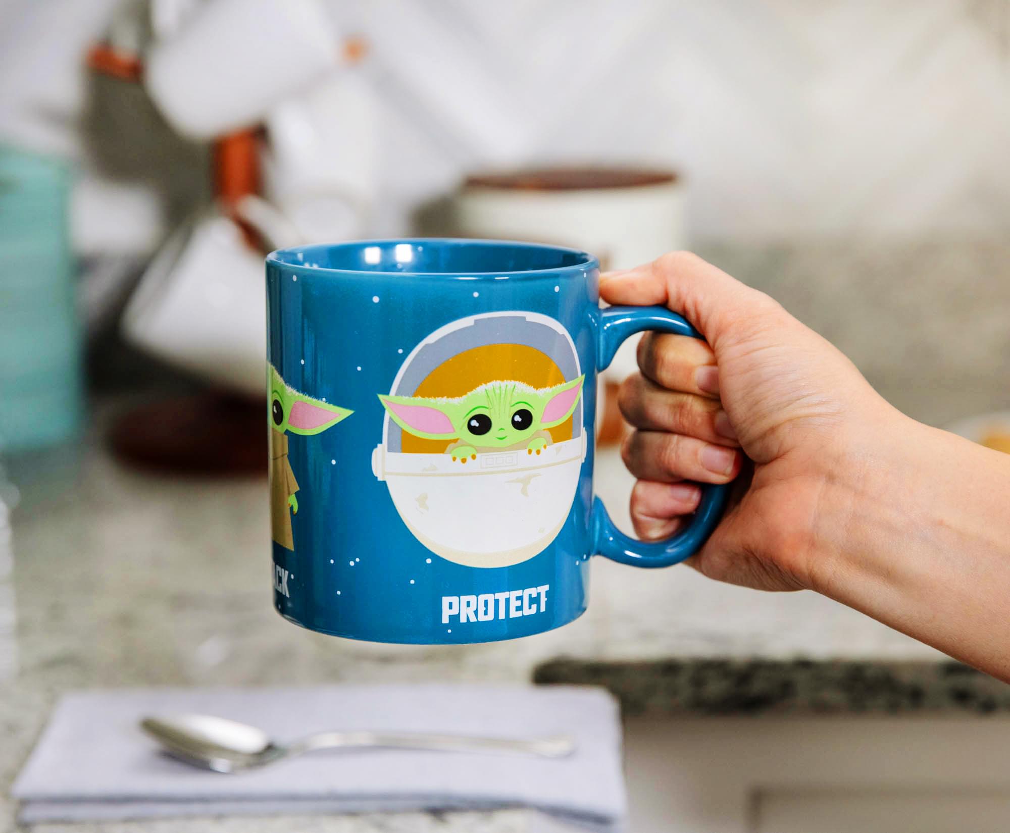 Alt View 4. Silver Buffalo - Star Wars: The Mandalorian "Protect Attack Snack" Ceramic Mug | Holds 20 Ounces - Blue.