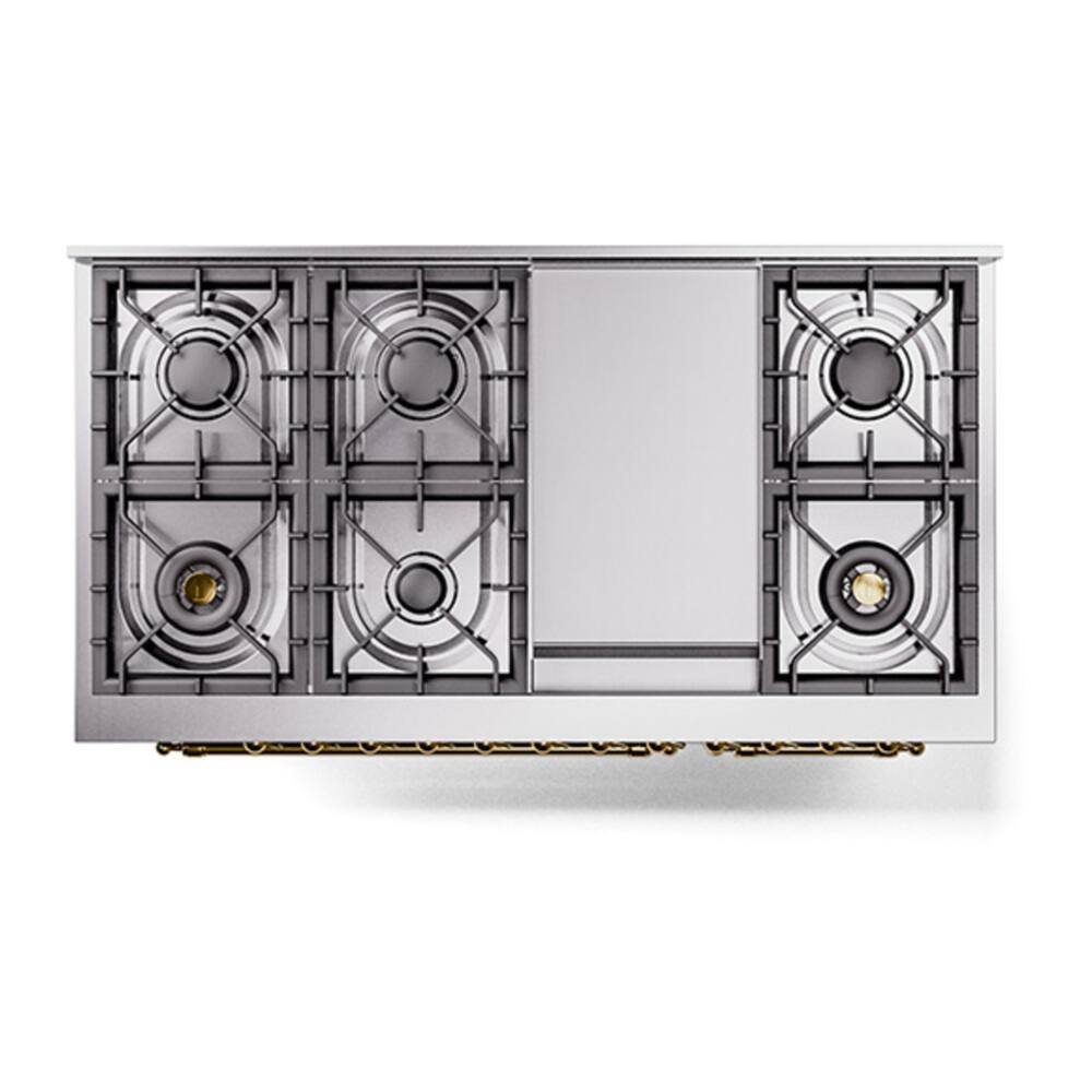 Alt View 9. ILVE - ILVE Nostalgie II 48 inch Dual Fuel Range with 5.02 cu. ft. Total Double Oven Capacity (Midnight Blue, Brass) - Midnight Blue.