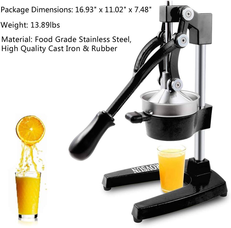 Package Dimensions: 16.93" x 11.02" x 7.48"  
Weight: 13.89lbs  
Material: Food Grade Stainless Steel, High Quality Cast Iron & Rubber