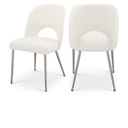 Meridian Furniture - Logan Cream Vegan Leather Dining Chair, Set of 2 - Beige