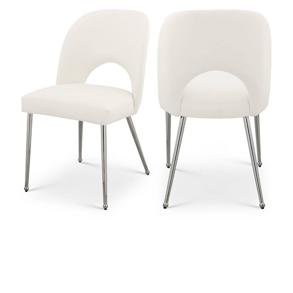 Front. Meridian Furniture - Logan Cream Vegan Leather Dining Chair, Set of 2 - Beige.