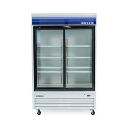 Magic Chef - Commercial 53 in. W 45 cu. ft. Glass Door Refrigerator and Black - White