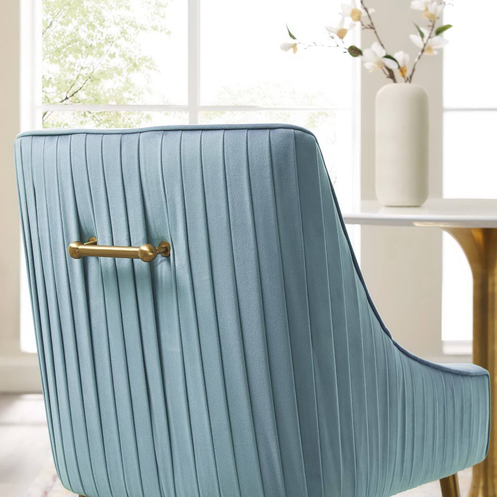 Alt View 2. Modway - Discern Pleated Back Upholstered Performance Velvet Dining Chair by Modway - Blue.