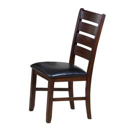 Manhattan Lane - Leather Upholstered Wooden Side Chairs With Ladder Back (Set of 2) - Brown & Black